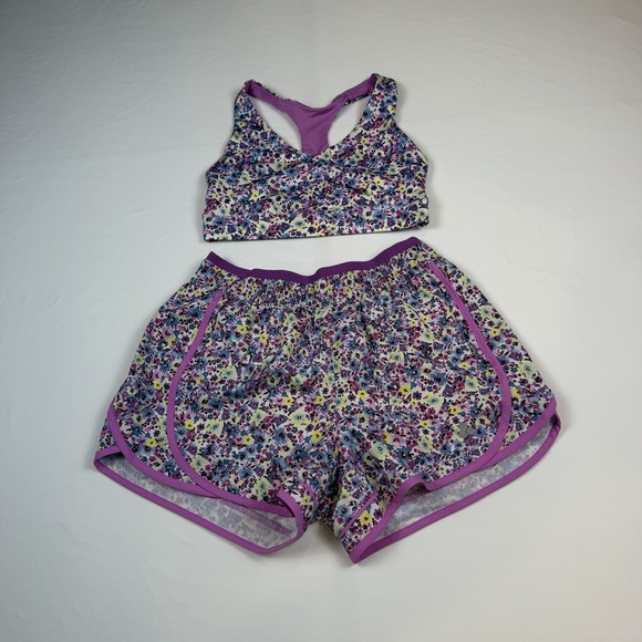 tek gear Other - Tek Gear Purple  Ditsy Floral‎ Run Shorts (lined) And Sports Bra Set-Size Small